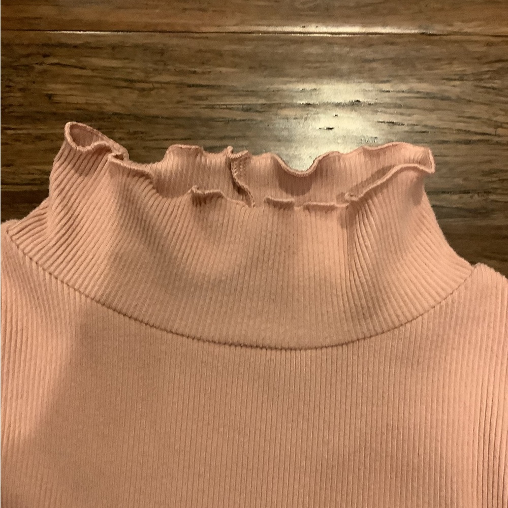 Pink Ribbed Turtleneck Top - Picture 3 of 5